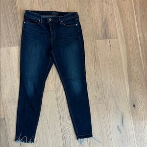 Lucky Brand Women's Skinny Jeans in Dark Blue with Frayed Hem